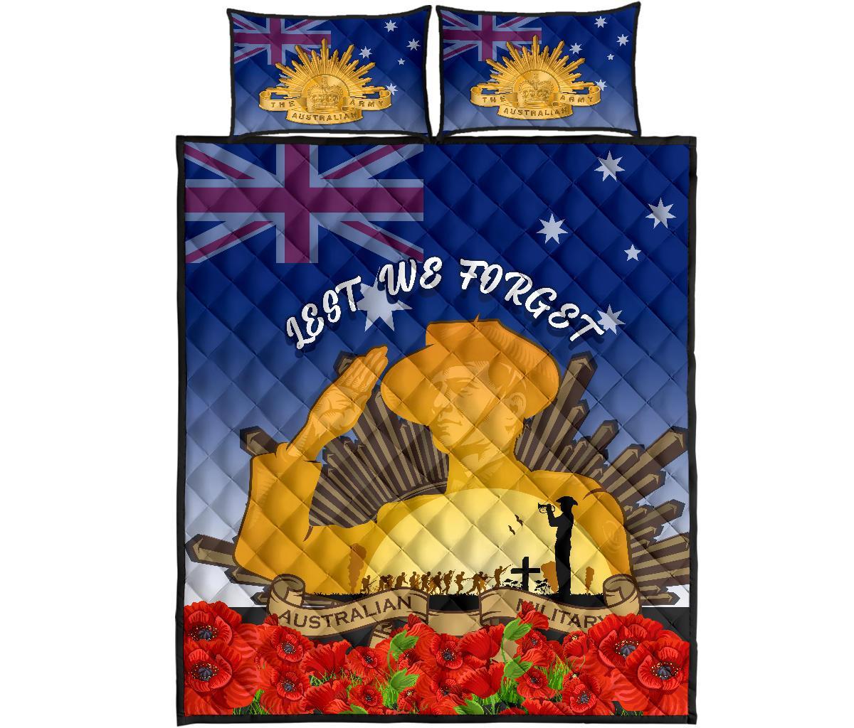 Quilt Bed Set - Australia ANZAC Day 2020 And Soldiers - Vibe Hoodie Shop