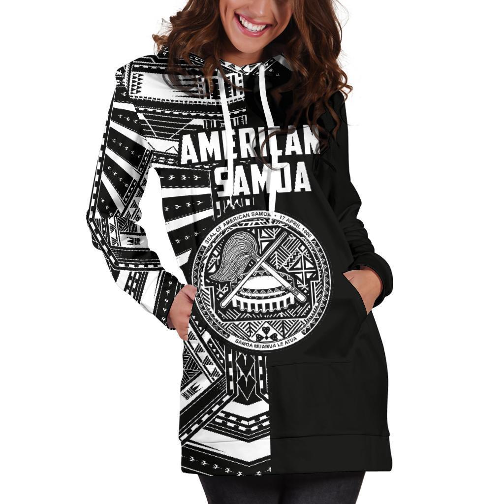 American Samoa Women's Hoodie Dress - Half Style (White) - Vibe Hoodie Shop