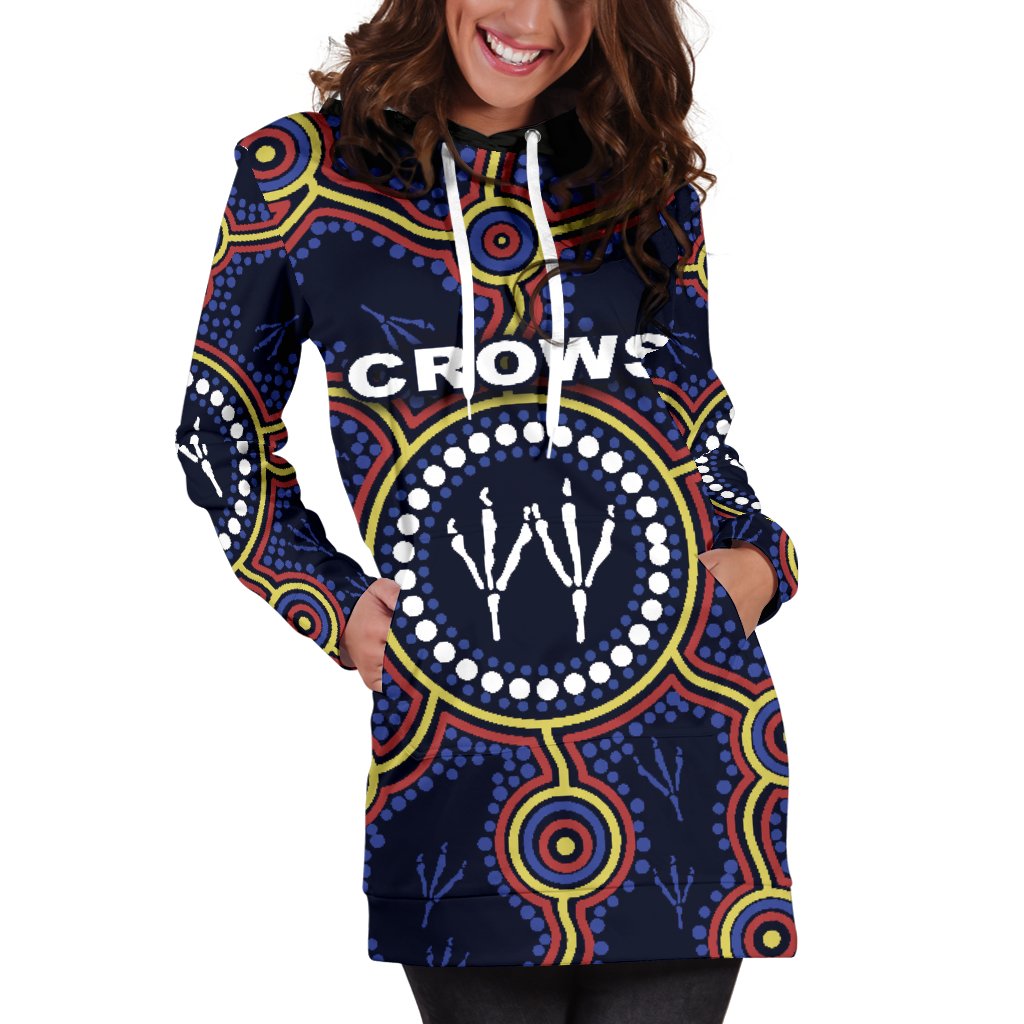 Adelaide Women Hoodie Dress Indigenous Crows Footprint - Vibe Hoodie Shop