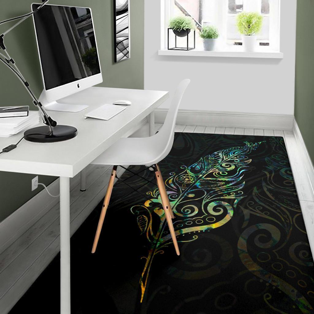 Light Silver Fern Area Rug, Paua Shell - Vibe Hoodie Shop