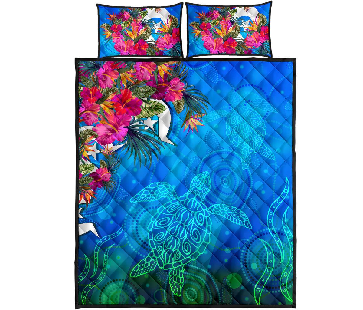 Qui Bed Set - Torres Strait Blue Sea With Hibiscus - Vibe Hoodie Shop