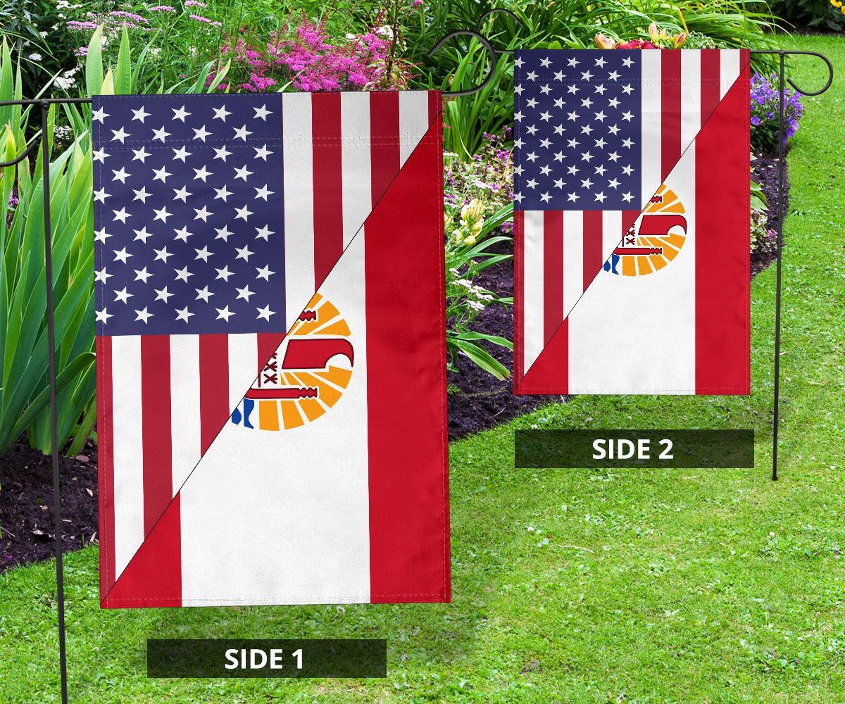 US Flag with French Polunesia - Tahiti Flag - Vibe Hoodie Shop