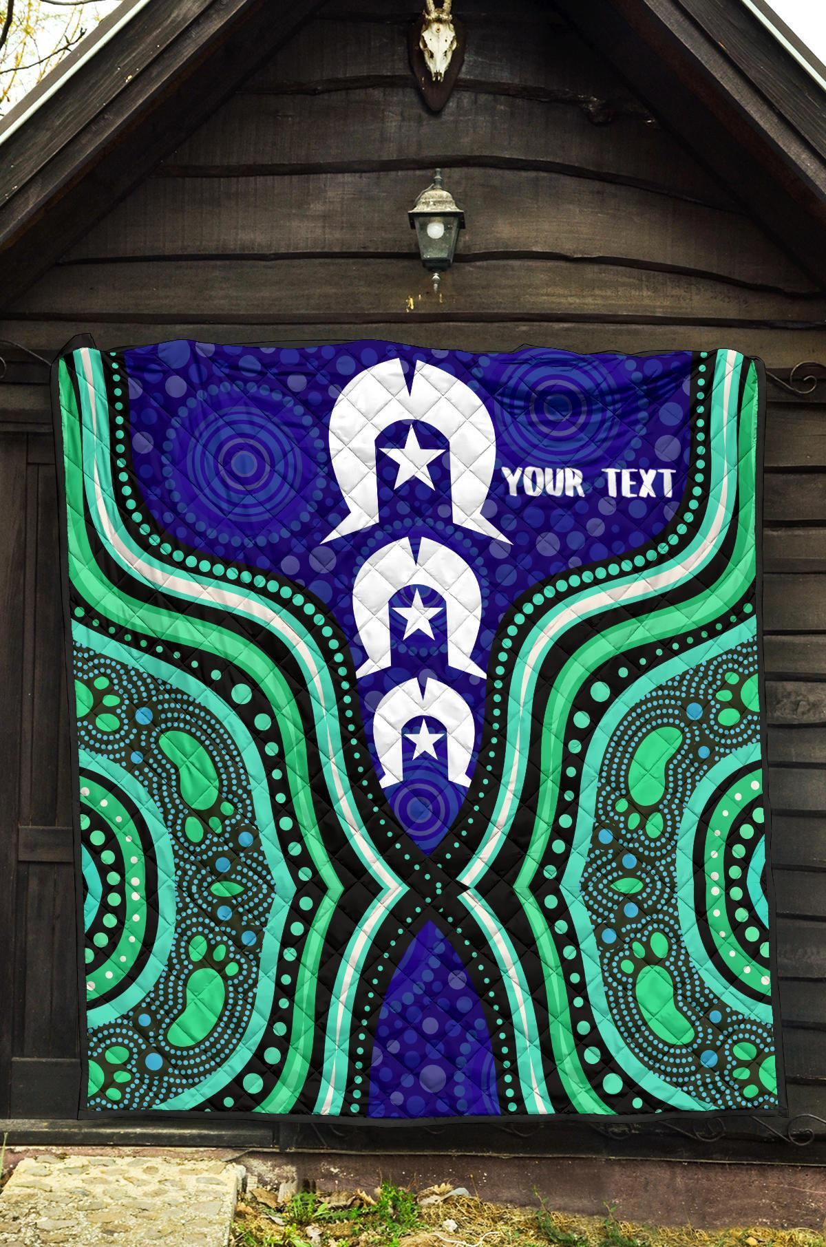 Torres Strait Personalised Premium Quilt - Torres Strait Symbol And Aboriginal Patterns - Vibe Hoodie Shop