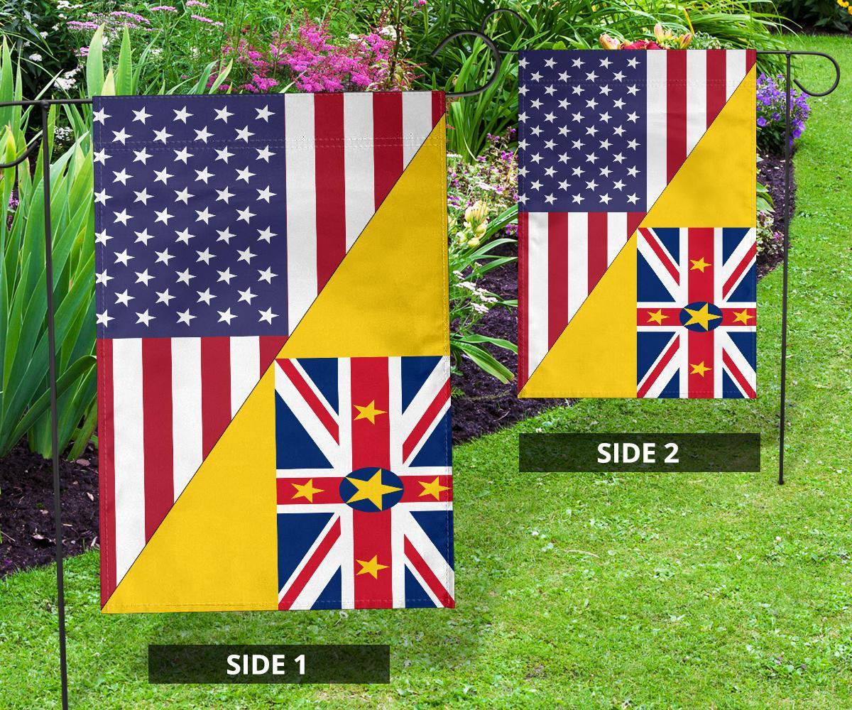 Us Flag With Niue Flag - Vibe Hoodie Shop