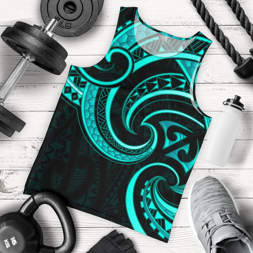 New Zealand Maori Mangopare Men Tank Top Polynesian - Turquoise - Vibe Hoodie Shop