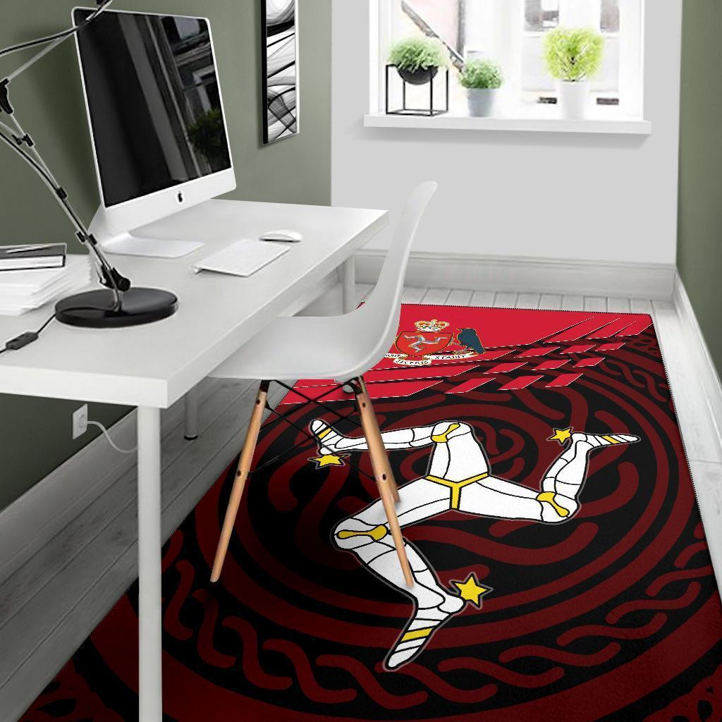 Isle Of Man Area Rug - Isle Of Man Symbol With Celtic Patterns - Vibe Hoodie Shop