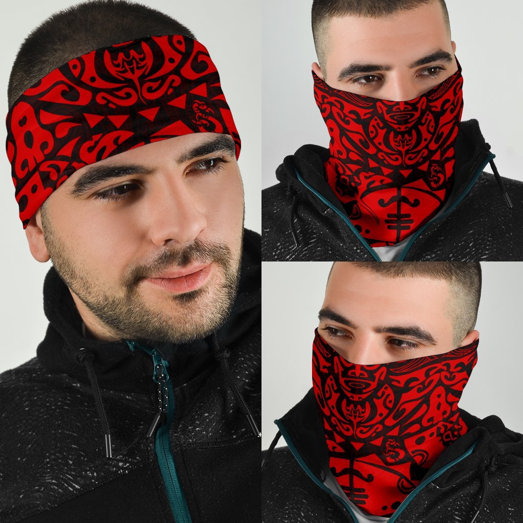 New Zealand Maori Tangaroa Tattoo Bandana - Red - Vibe Hoodie Shop