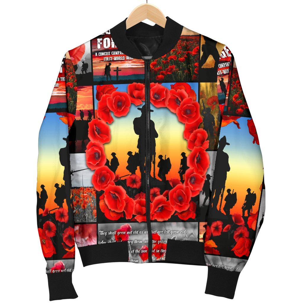 ANZAC Men's Bomber Jacket - Always Remember Australia's Soldiers - Vibe Hoodie Shop