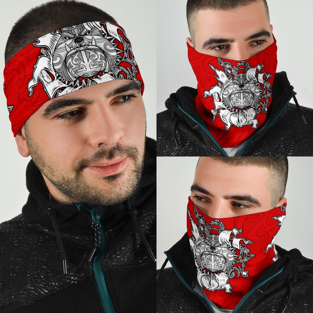 Maori Bulldog Bandana, New Zealand Bandana - Red - Vibe Hoodie Shop