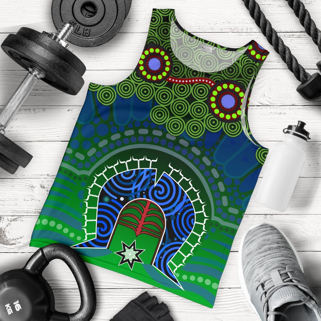 Torres Strait Men's Tank Top - Dhari And Dot Patterns - Vibe Hoodie Shop