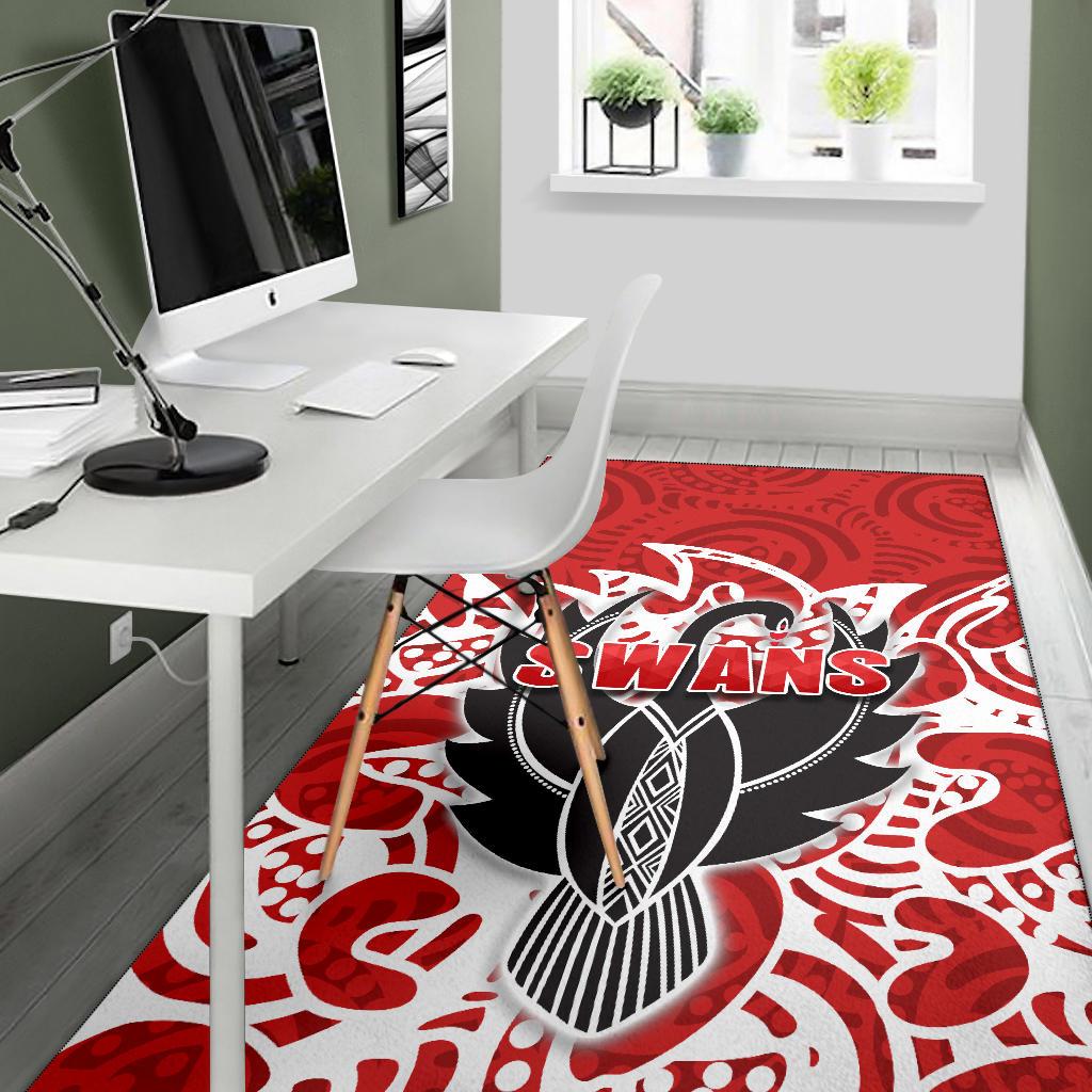 Sydney Area Rug Simple Indigenous Swans - Vibe Hoodie Shop