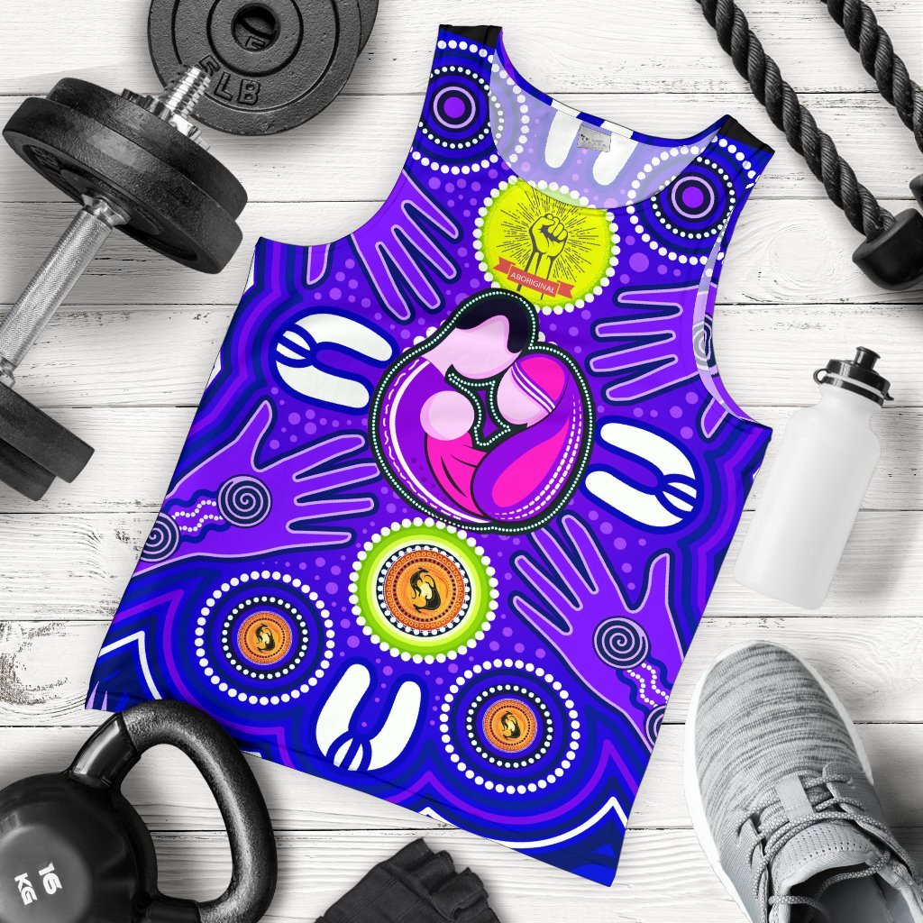 Men's Tank Top - Aboriginal Family With Dot Painting art - Vibe Hoodie Shop