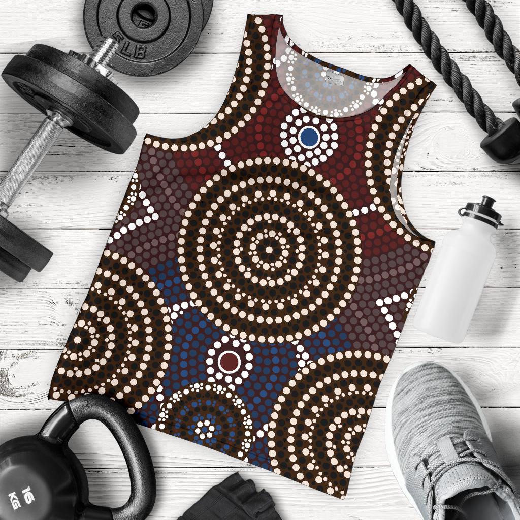 Men Tank Top - Aboriginal Dot Painting Mens Tank Ver08 - Vibe Hoodie Shop