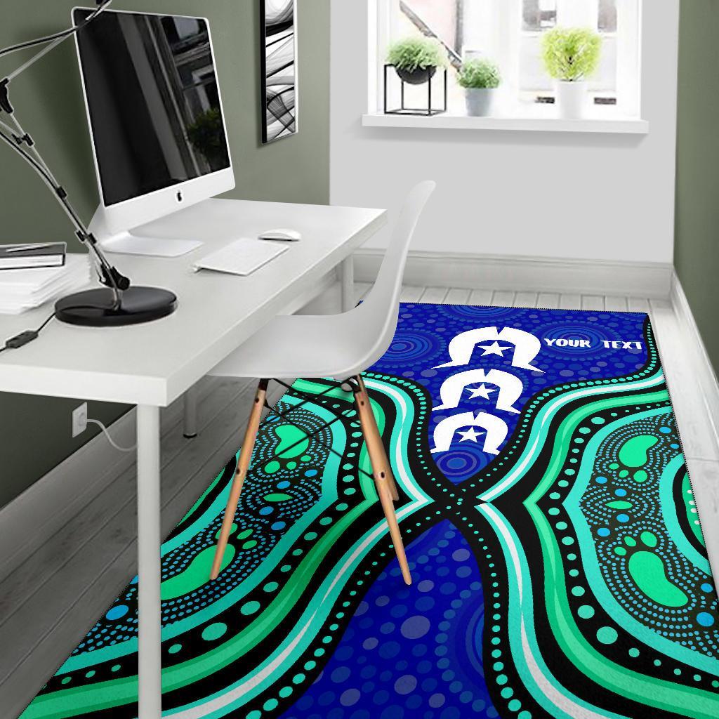 Torres Strait Personalised Area Rug - Torres Strait Symbol And Aboriginal Patterns - Vibe Hoodie Shop