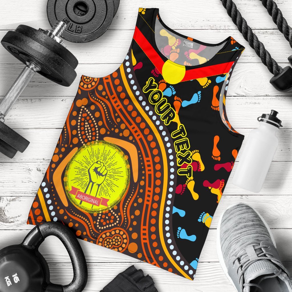 (Custom) Men's Tank Top - Aboriginal Style and Flag, Dot Painting - Vibe Hoodie Shop