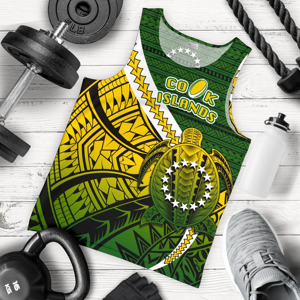 Cook Islands Men Tank Top Style Turtle Rugby - Vibe Hoodie Shop