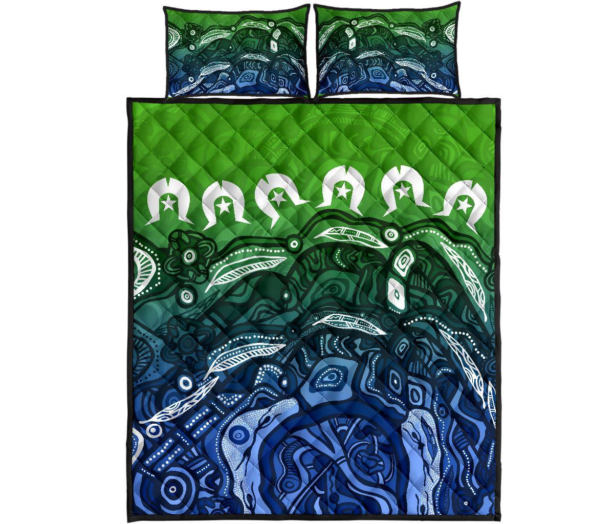 Torres Strait Islands Quilt Bed Set - Blue - Vibe Hoodie Shop