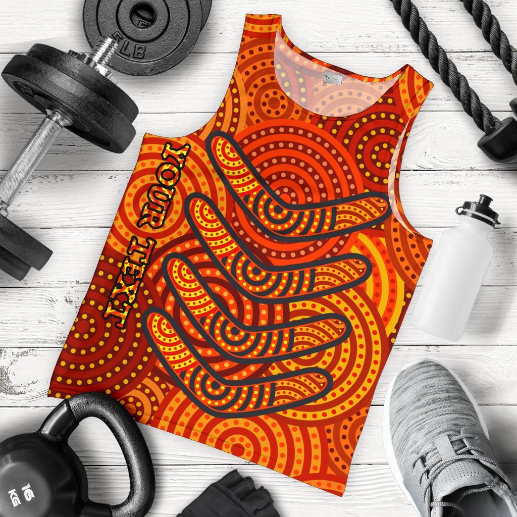 Aboriginal Personalised Men's Tank Top - Aboriginal Boomerangs And Dot Circle - Vibe Hoodie Shop