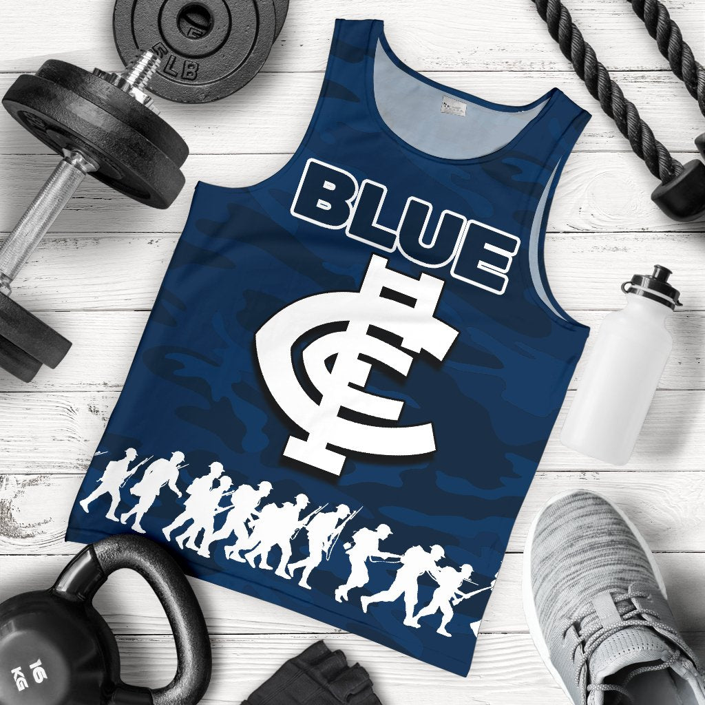 Carlton Blues Men's Tank Top ANZAC Day Army Patterns - Vibe Hoodie Shop