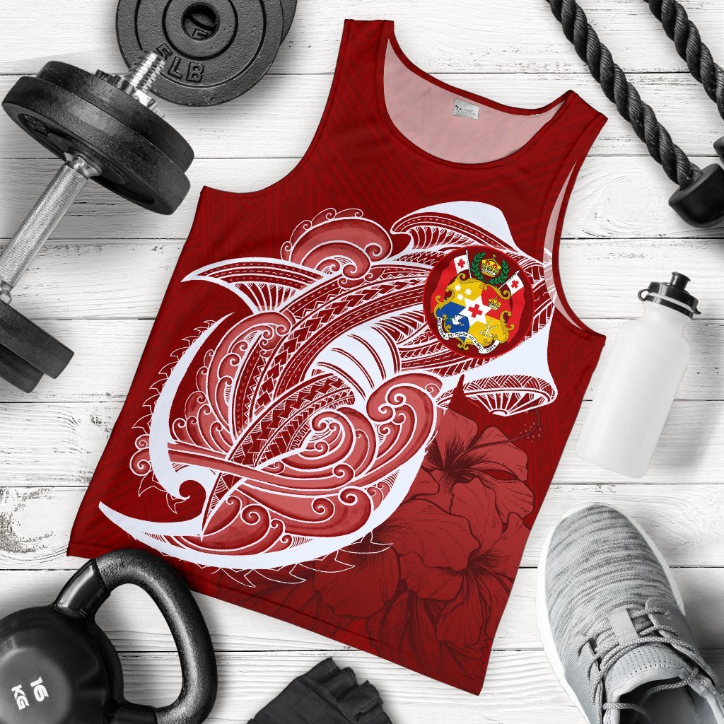 Tonga Men's Tank Top Shark Coat Of Arms - Vibe Hoodie Shop