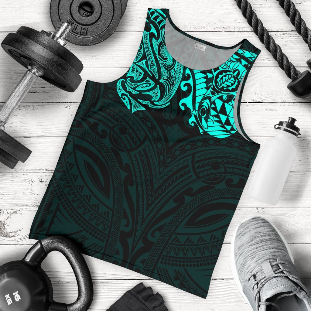 New Zealand Men's Tank Top, Maori Polynesian Tattoo Turquoise - Vibe Hoodie Shop