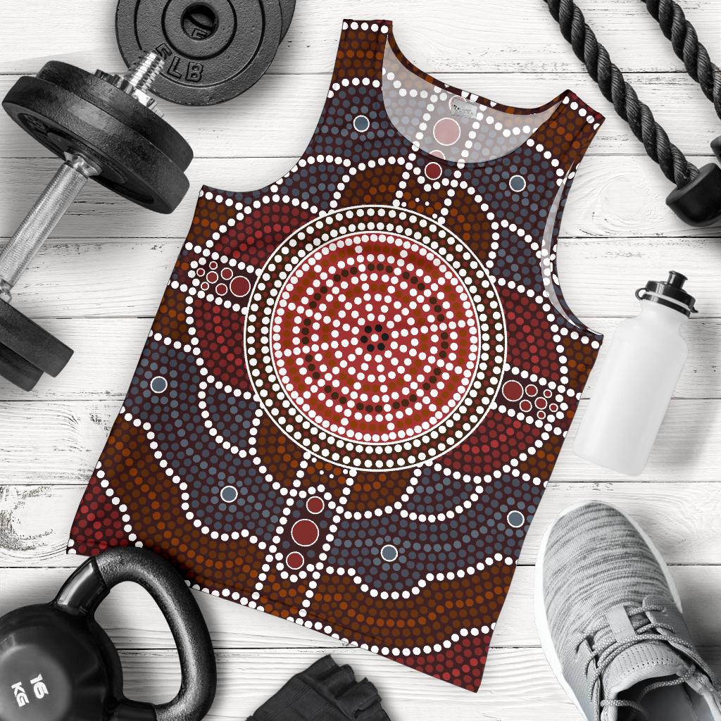 Men Tank Top - Aboriginal Dot Painting Mens Tank Ver03 - Vibe Hoodie Shop