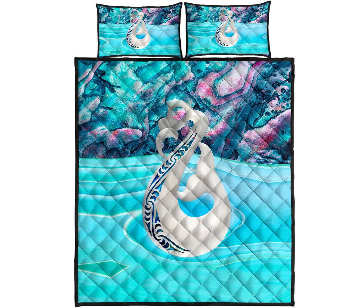 New Zealand Quilt Bed Set, Maori Manaia And Paua Shell Quilt Pillow Cover - Vibe Hoodie Shop