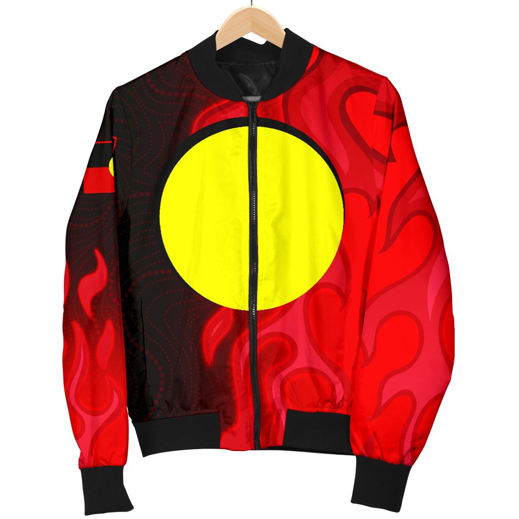 Bomber Jacket - Aboriginal Patterns Jacket Sun Australia Flame - Women - Vibe Hoodie Shop