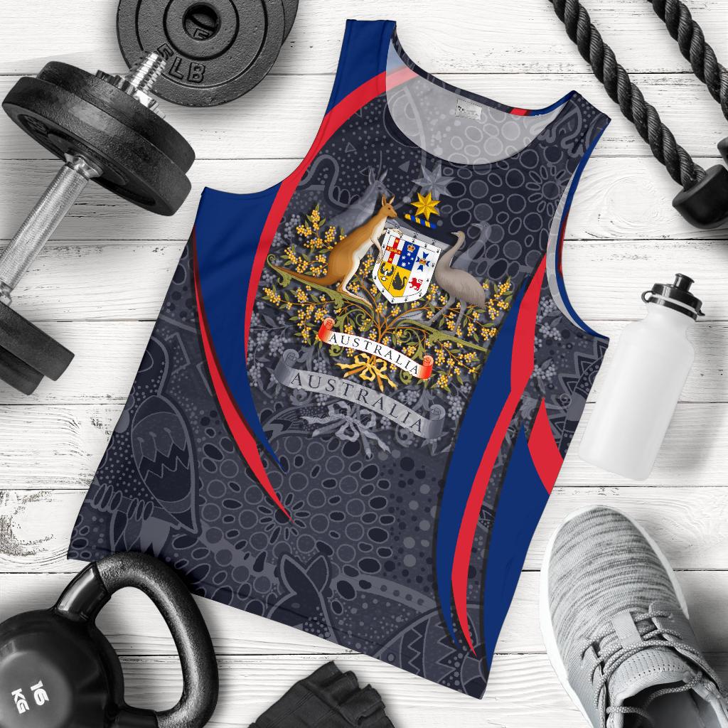 (Custom Text) Tank Top - Australia Coat of Arms Aussie Spirit - Men - Vibe Hoodie Shop