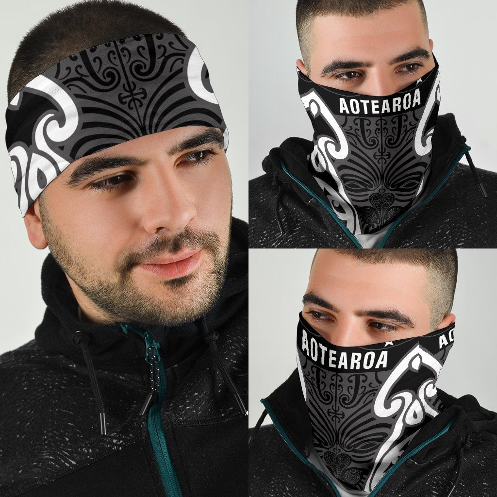 Maori Moko Bandana Aotearoa Silver Fern - Vibe Hoodie Shop