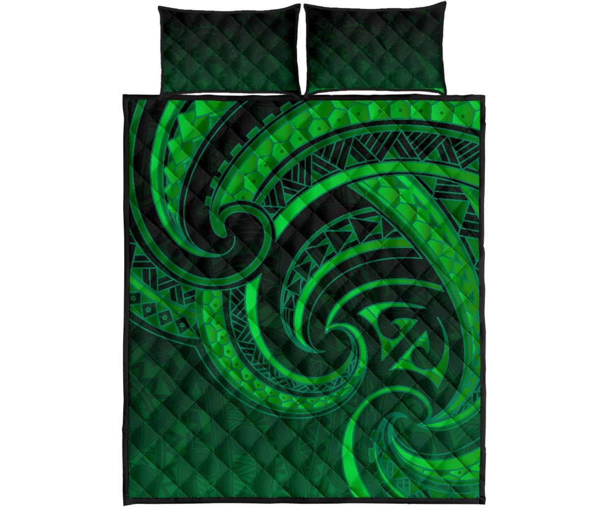 New Zealand Maori Mangopare Quilt Bed Set Polynesian - Green - Vibe Hoodie Shop