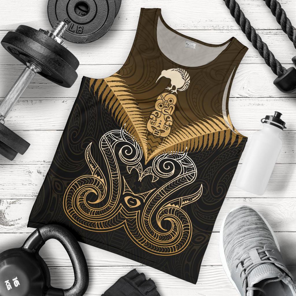 Maori Manaia New Zealand Men Tank Top Gold - Vibe Hoodie Shop