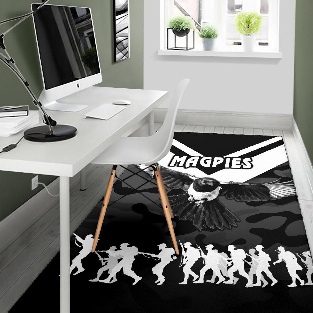 Western Suburbs Magpies Area Rug ANZAC Vibes - Black - Vibe Hoodie Shop