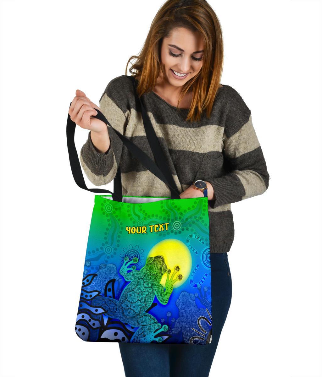 custom-aboriginal-tote-bags-indigenous-frog-blue