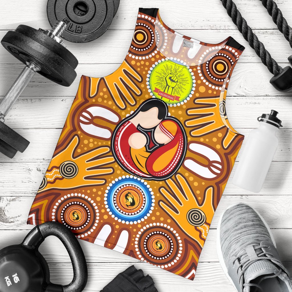 Men's Tank Top - Aboriginal Family With Dot Painting art - Vibe Hoodie Shop