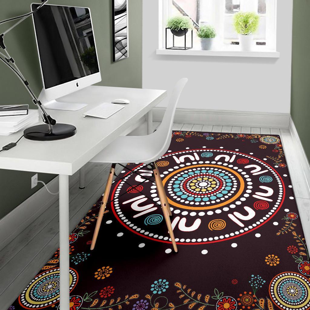 Area Rug - Meeting Place Aboriginal Art Painting - Vibe Hoodie Shop