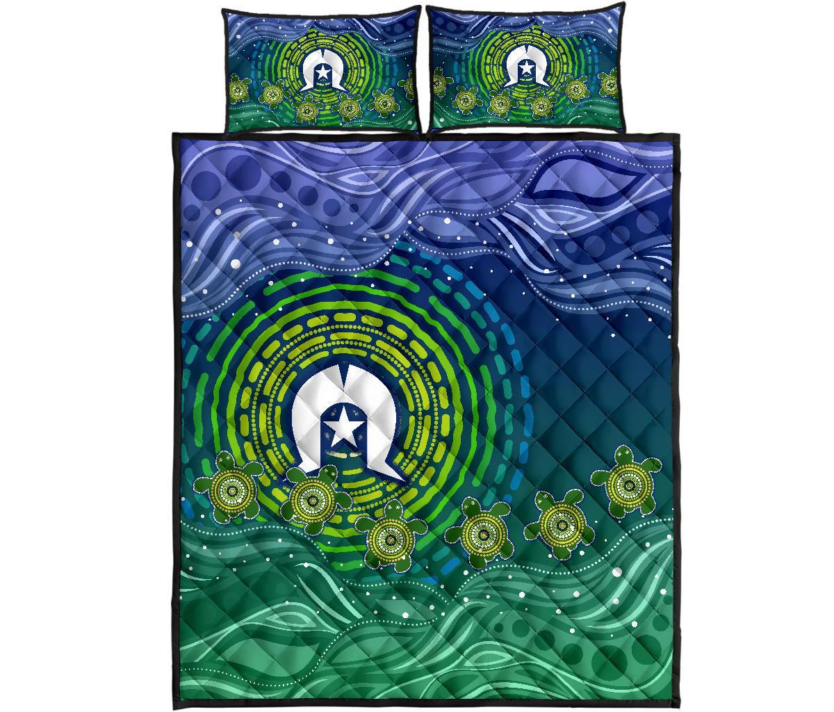 Torres Strait Islanders Quilt Bed Set - Aboriginal Turtle - Vibe Hoodie Shop