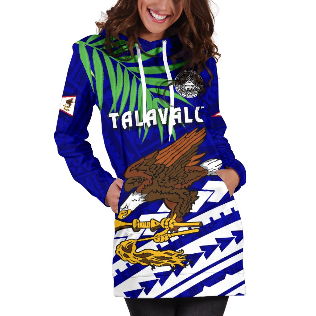 American Samoa Rugby Women Hoodie Dress Coconut Leaves - Talavalu - Vibe Hoodie Shop