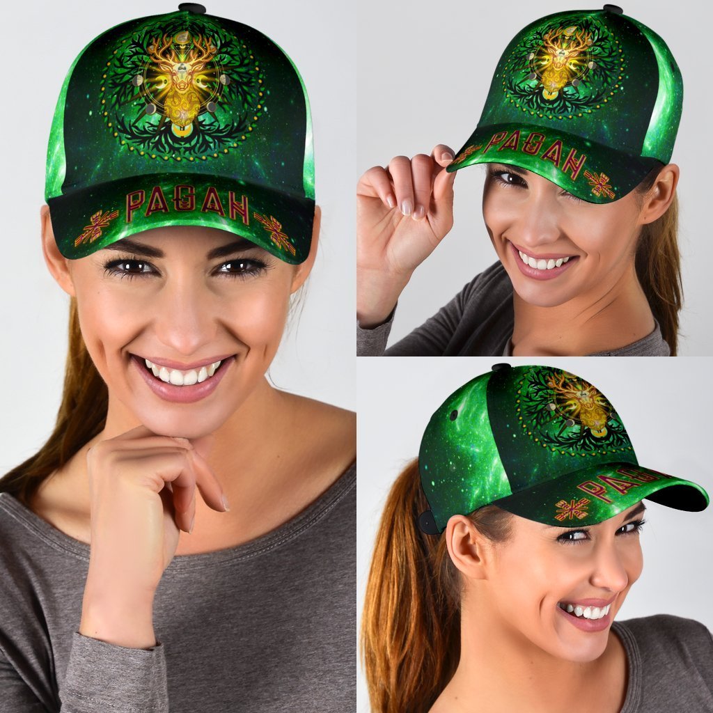 Celtic Pagan Deer Classic Cap - Moon Phases Deer with Tree of Life - Vibe Hoodie Shop