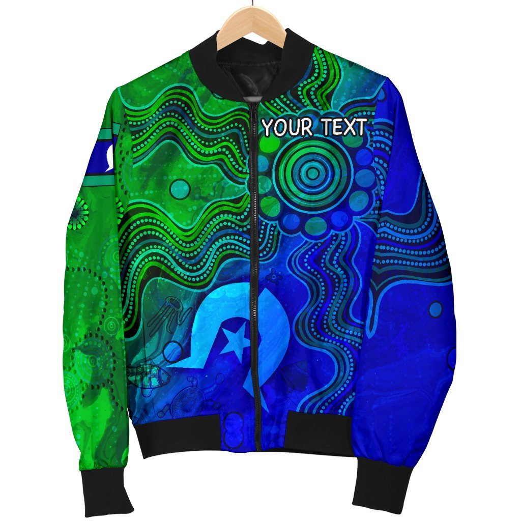 Custom Aboriginal Men's Bomber Jacket, Torres Strait Islands Flag - Vibe Hoodie Shop