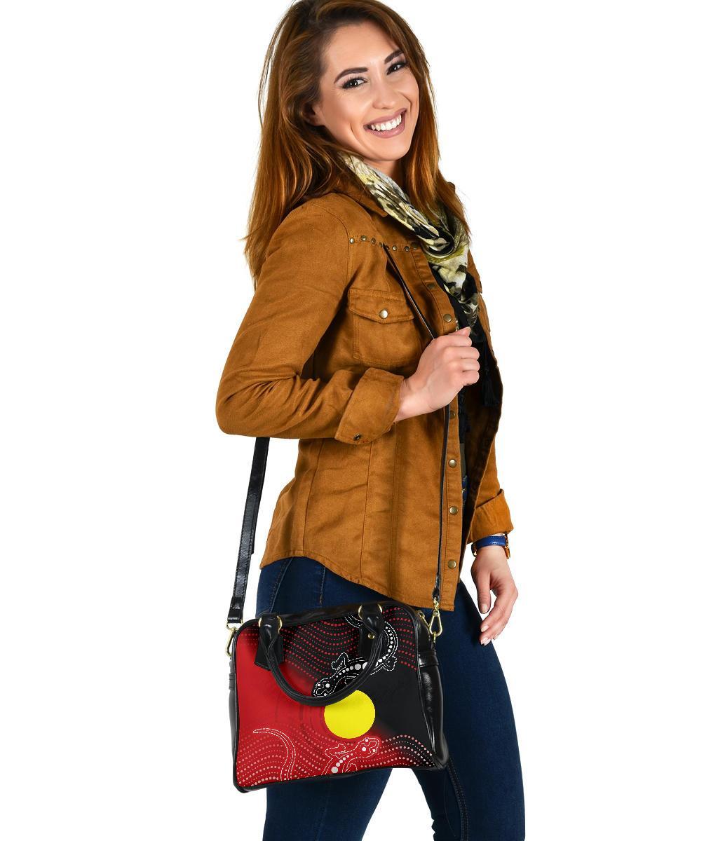 Aboriginal Shoulder Handbag - Two Indigenous Lizard - Vibe Hoodie Shop