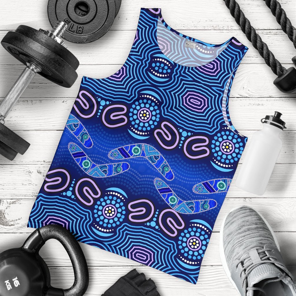 ABoriginal Men's Tank Top - Boomerangs And Dot Painting Art Ver02 - - Vibe Hoodie Shop