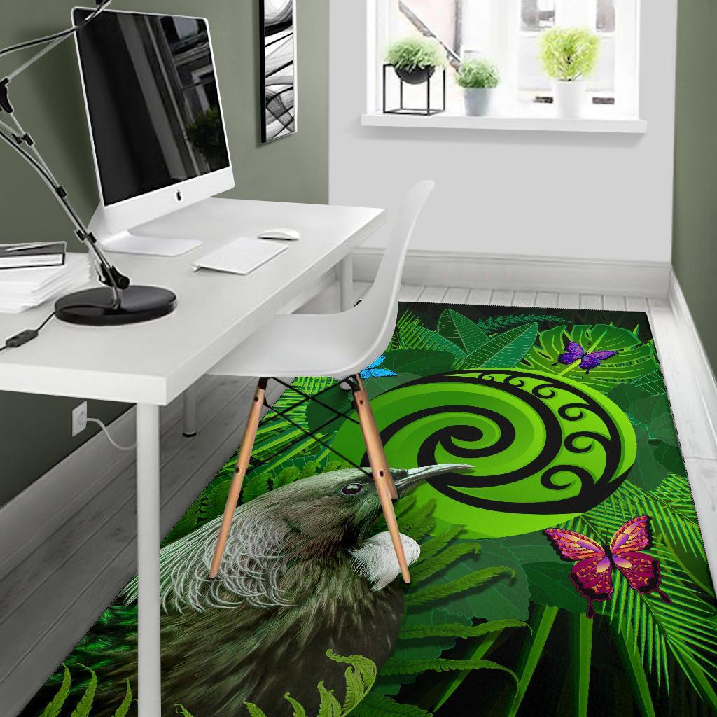 New Zealand Area Rug Koru Fern Mix Tui Bird - Tropical Floral - Vibe Hoodie Shop