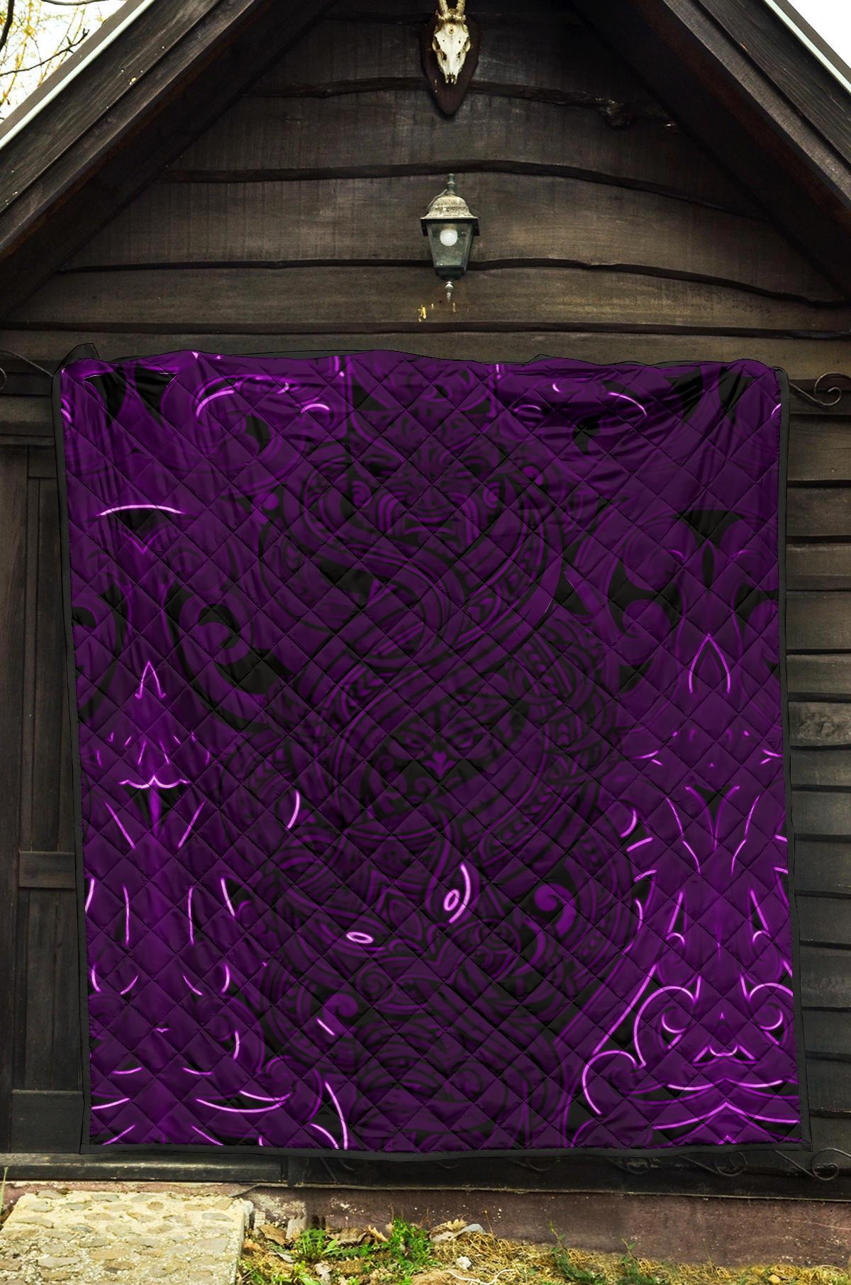 New Zealand Premium Quilt, Maori Gods Tumatauenga (God Of War) - Purple - Vibe Hoodie Shop