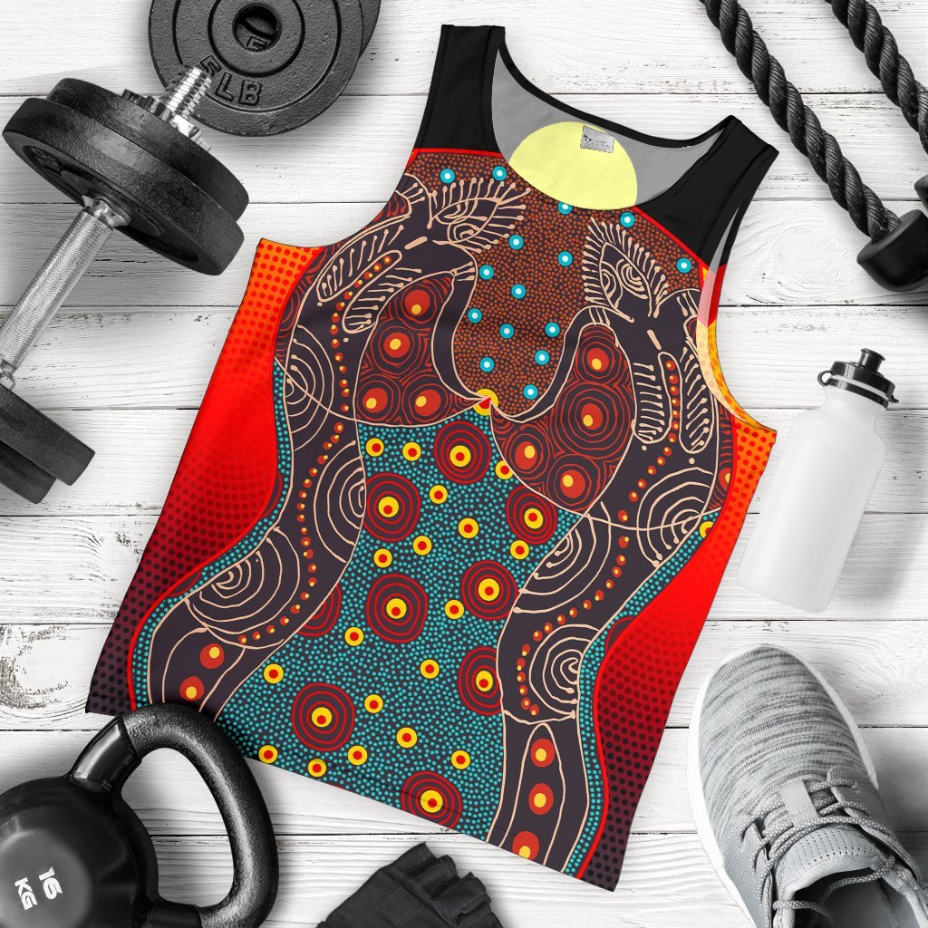 Men's Tank Top - Aboriginal Sublimation Dot Pattern Style (Red) - Vibe Hoodie Shop