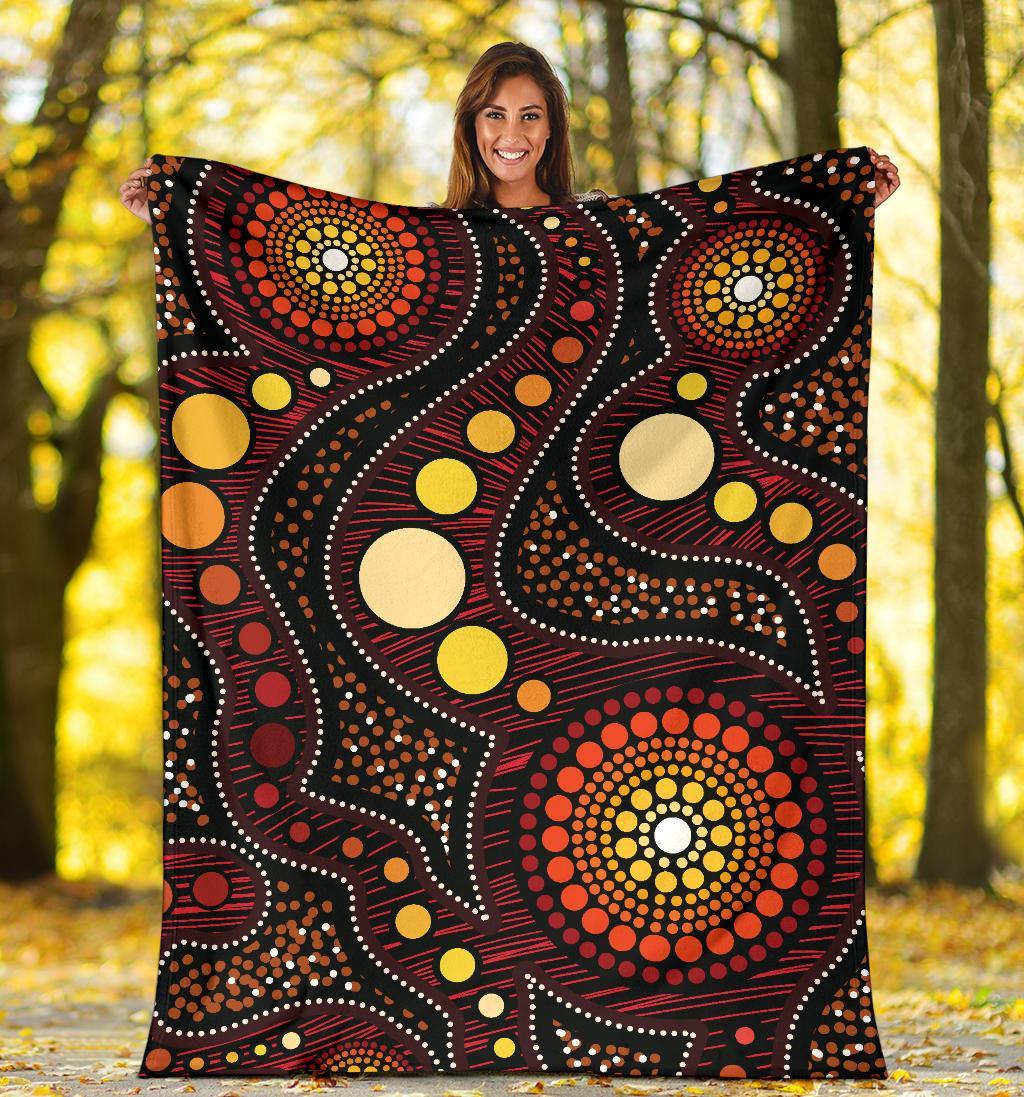 Aboriginal Premium Blanket - Aboriginal Art Ver01 - Vibe Hoodie Shop