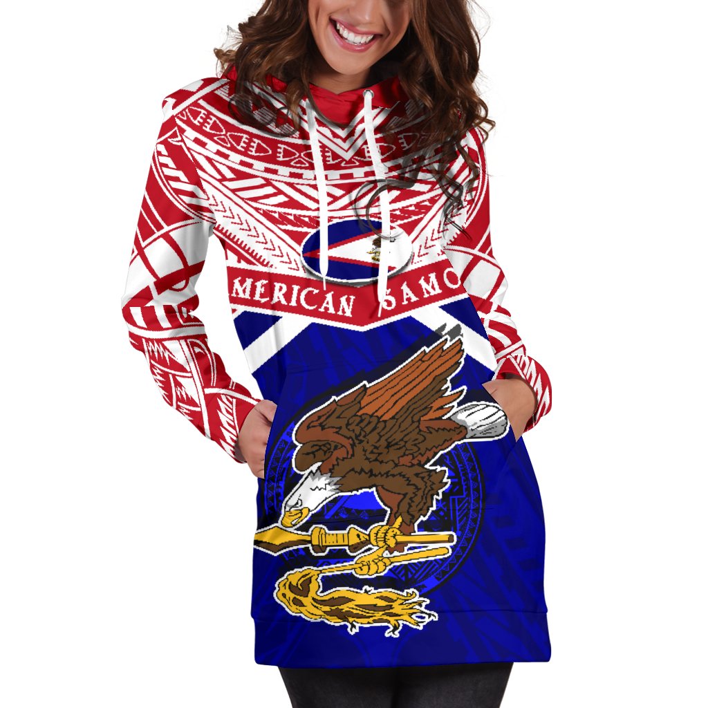 American Samoa Rugby Women Hoodie Dress Eagle Flag - Vibe Hoodie Shop