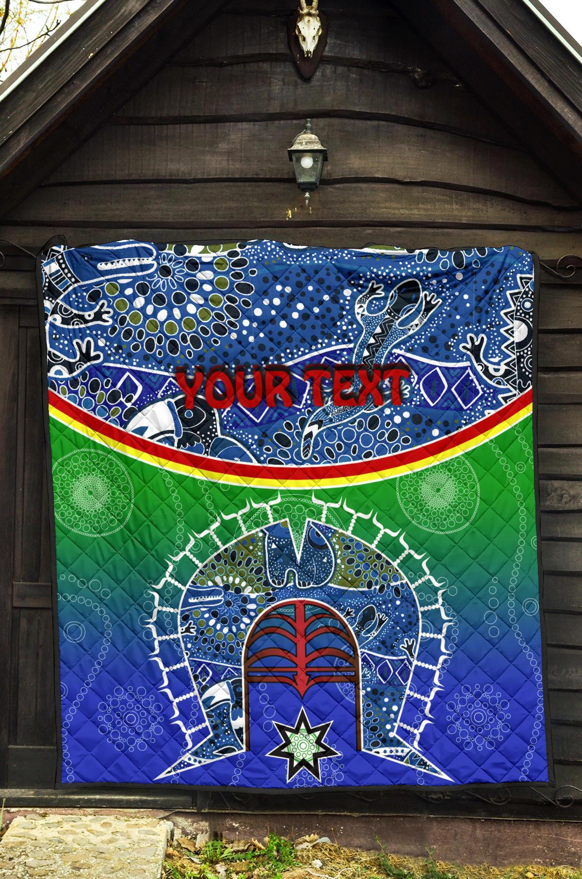 Personalised Premium Quilt - Torres Strait Symbol With Aboriginal Patterns - Vibe Hoodie Shop