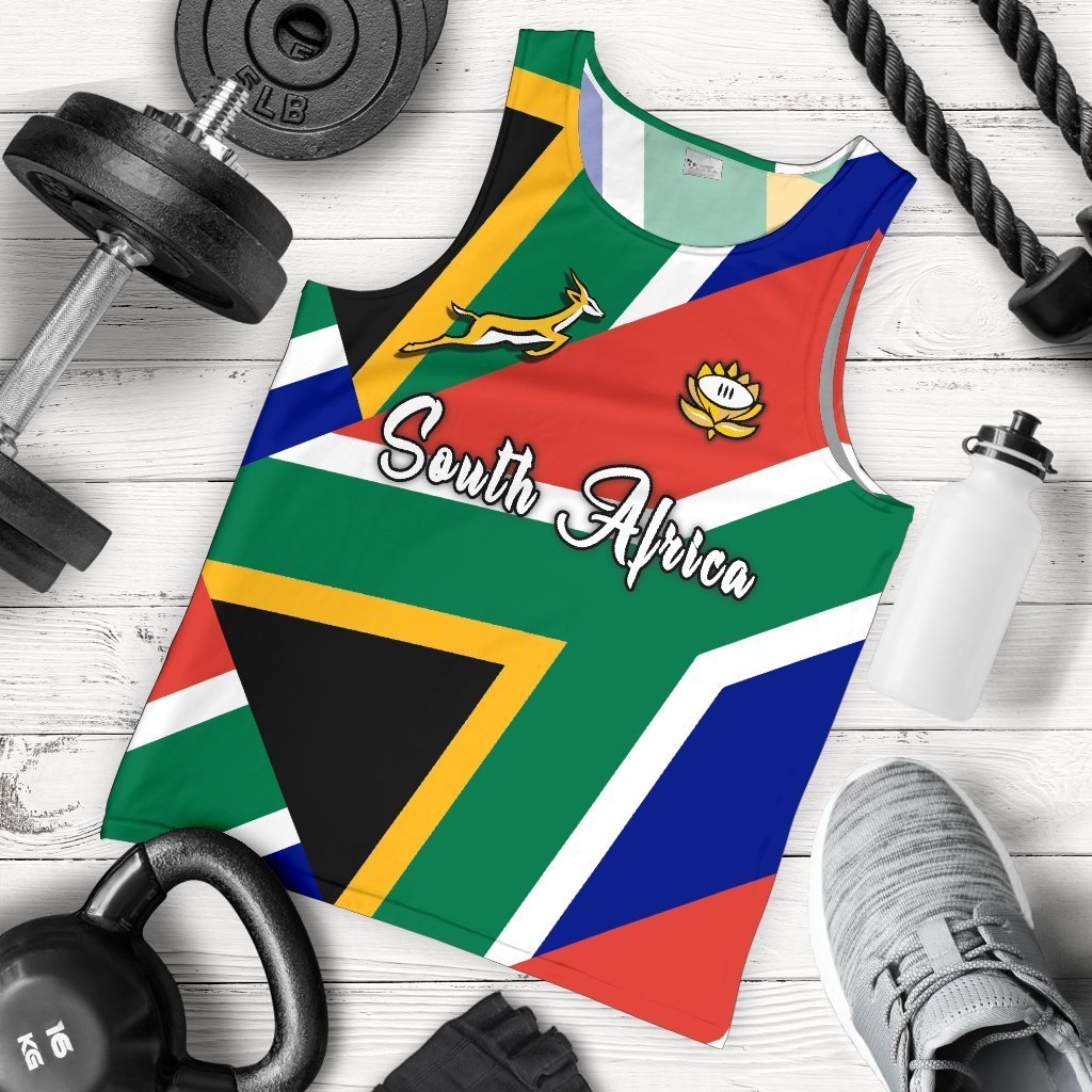 South Africa Springbok Men's Tank Top Flag Patch Up Version - Vibe Hoodie Shop