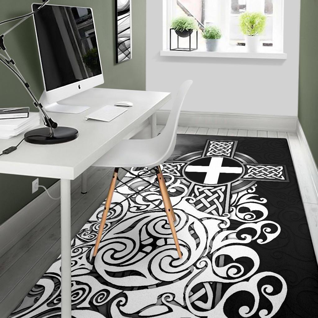 Cornwall Area Rug - Cornish Flag With Celtic Cross - Vibe Hoodie Shop